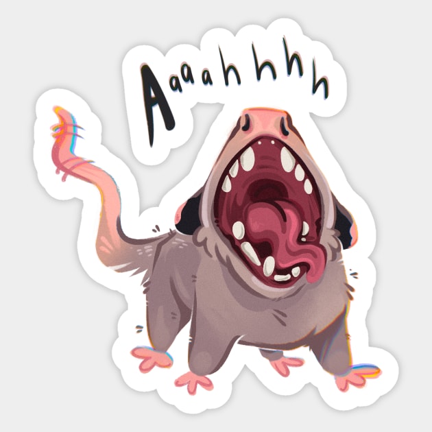 Screaming Opossum Sticker by Meg Jamie-Beth